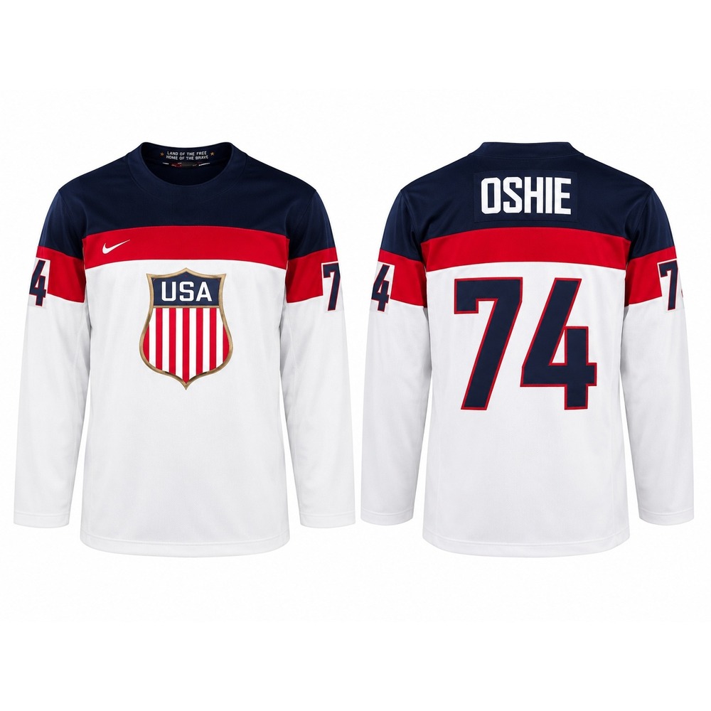 Nike USA Hockey T.J. Oshie 74 Jersey 2XL‎ White 1960 1980 Gold Medal Fight Strap